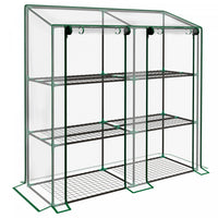 Outsunny Mini Greenhouse With 3 Tier 6 Shelves Portable Green House, Clear