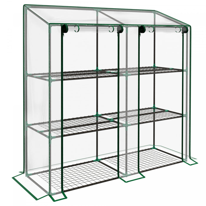 Outsunny Mini Greenhouse With 3 Tier 6 Shelves Portable Green House, Clear