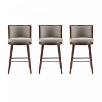 Evalyn Modern Wood Upholstered Barstool in Dove - Set of 3
