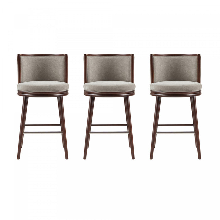 Evalyn Modern Wood Upholstered Barstool in Dove - Set of 3