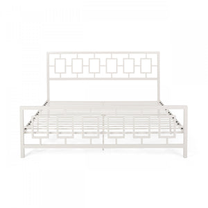 Henry Metal Bed Frame With Vintage Headboard,king Size,white King Bed