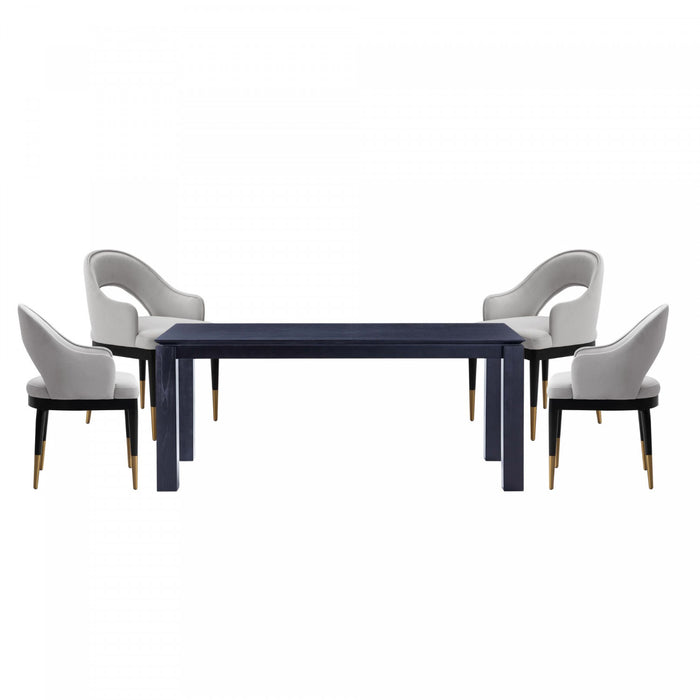 Carrington and Rockaway Modern Industry Chic 5-Piece Dining Set in Light Gray and Black