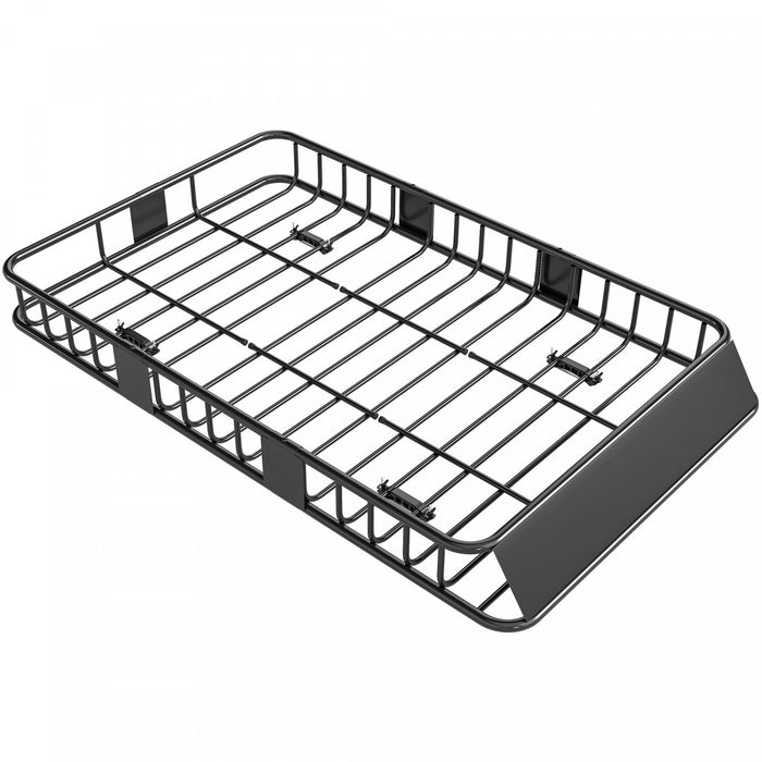 HOMCOM 64\"/43\" x 39\" Car Roof Rack, Length Adjustable Roof Basket, Universal Rooftop Cargo Carrier Basket with U-bolts, 220 lbs Capacity