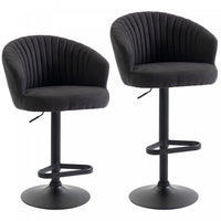 HOMCOM Adjustable Bar Stools Set of 2 with Swivel Seat, Black