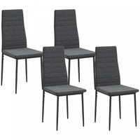 HOMCOM Dining Chairs, Set of 4, Upholstered Accent Chairs, Back, Grey