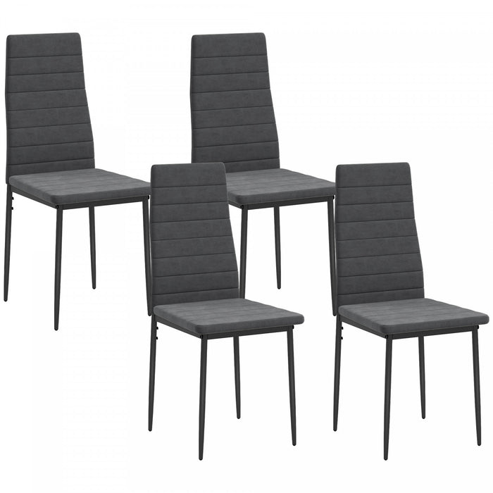 HOMCOM Dining Chairs, Set of 4, Upholstered Accent Chairs, Back, Grey