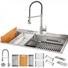 MultiSINK 33 in. Dual Mounted 3-Level Workstation Kitchen Sink, Faucet, Glass Rinser,Stainless Steel- D-WP31 Laundry Combo | Evier poste de travail MultiSINK 33 po, double pose, 3 niveaux, robinet, rince-verre, inox-D-WP31