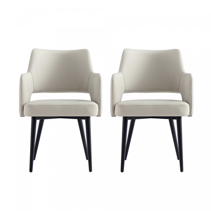 Tremont Modern Vegan Leather Metal Armchair in Stone Gray - Set of 2