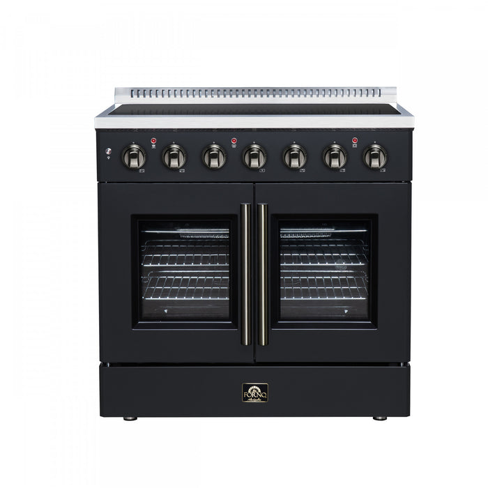 Galiano 36 Inch French Door Electric Range, 5 radiant burners, 5.36 cu.ft., Black - FFSEL6917-36BLK
