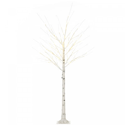 Homcom 6ft Artificial White Birch Tree For Indoor Covered Outdoor|Homcom Bouleau Blanc Artificiel De 6 Ft Pour Exterieur