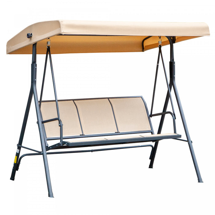 Outsunny 3-seater Swing Chair Covered, Beige