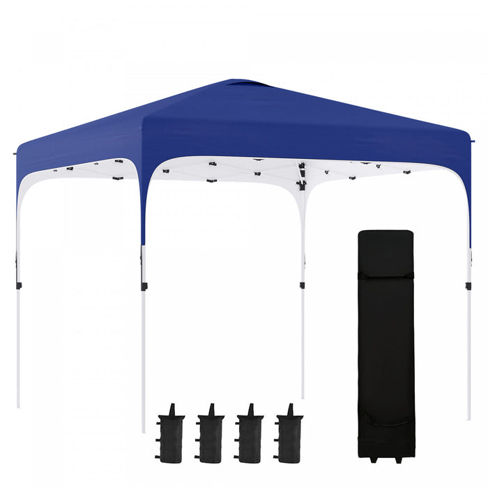 Outsunny 10' X 10' Pop Up Canopy Tent, Instant Sun Shelter, Tents For Parties, Height Adjustable, With Wheeled Carry Bag And 4 Sand Bags, For Outdoor, Garden, Patio, Royal Blue