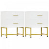 HOMCOM Nightstands Set of 2 Bedside Tables with Drawers for Bedroom White