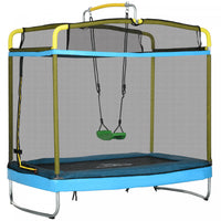 Qaba 6.9ft Trampoline For Kids, 3 In 1 Mini Trampoline With Safety Net, Gymnastics Bar, Swing, Toddl