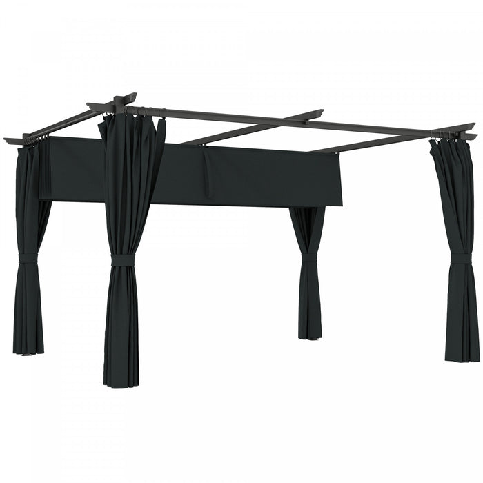 Outsunny 10' X 13' Outdoo Pergola With Retractable Canopy And Curtains