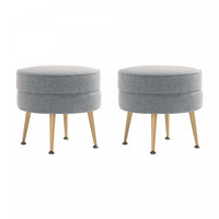 Bailey Mid-Century Modern Upholstered Accent Ottoman in Gray - Set of 2