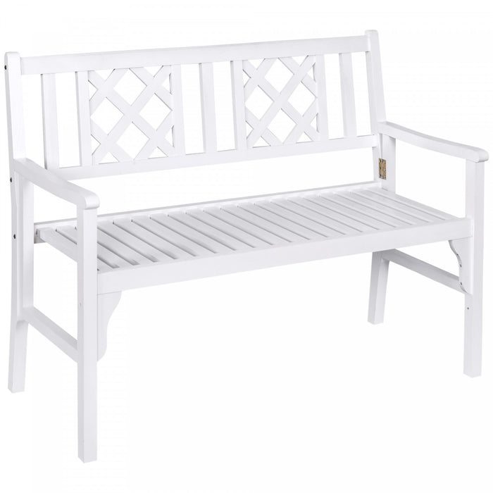 Outsunny Foldable Garden Bench, White