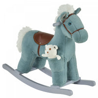 Qaba Kids Plush Ride-on Rocking Horse Toy Ride On Rocker With Plush Toy Realistic Sounds For Child 1