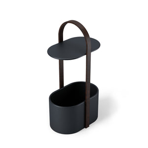 Umbra Modern Steel Bellwood Storage End Table - Black and Walnut