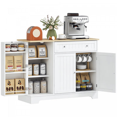 41" Sideboard Buffet Cabinet with Storage Drawer, Adjustable Shelf, White