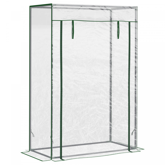 Outsunny 40\"l X 20\"w X 59\"h Walk-in Garden Greenhouse With Durable Steel Frame Outdoor Hot House Tomato Plant Warm House W/ Roll Up Door, Pvc Cover, Clear