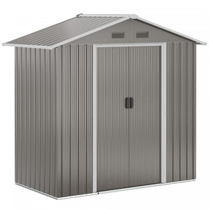 Outsunny 6.5ft X 3.5ft Metal Garden Shed, Large Outdoor Shed Storage Building With Double Sliding Doors And 4 Vents, Grey