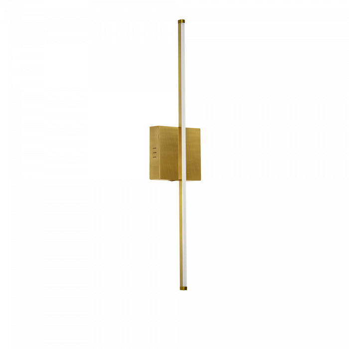 Dainolite Array LED Wall Sconce Vertical 19w Aged Brass White Acrylic Diffuser Lamp