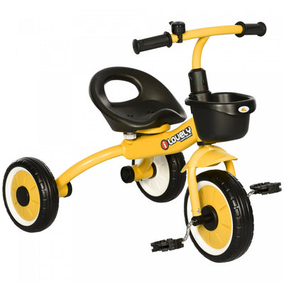 Qaba Tricycle For Toddler 2-5 Year Old Girls And Boys, Toddler Bike With Adjustable Seat, Basket, Be|Qaba Tricycle Pour Tout-petits Et Filles Garcons De 2 A 5 Ans, Velo Avec Siege Reglable, Panier, Clo