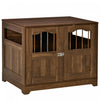 Pawhut 29.5\" Wooden Dog Cage With Windows, End Table Furniture Style, Modern Pet Kennel With Lockable Doors Elevated Base For Small And Medium-sized Dogs, Brown