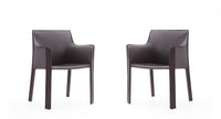 Vogue Modern Vegan Leather Dining Chair in Gray - Set of 2