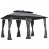 Outsunny 10' X 13' Outdoor Gazebo With Curtains & Solar-powered Led Lights