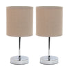 Simple Designs Chrome Mini Basic 2-Piece Table Lamp Set - Beige