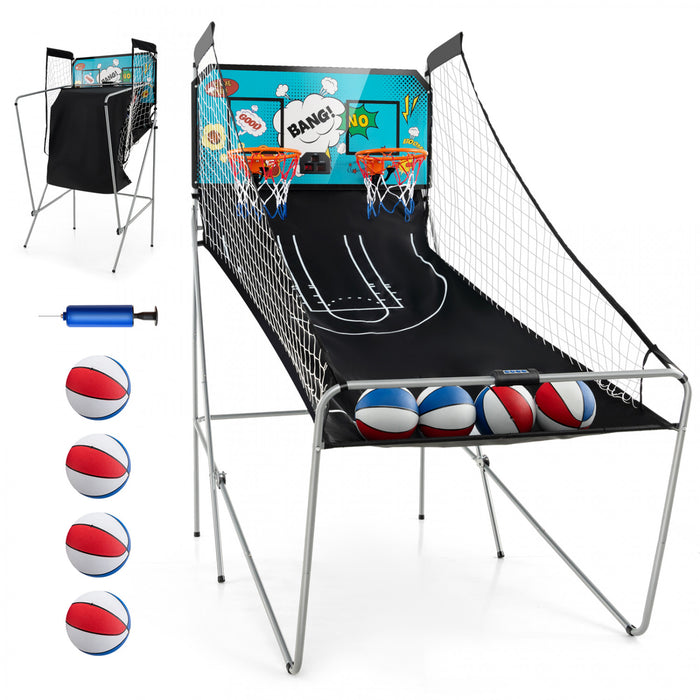 Costway Dual Shot Basketball Arcade Game With 8 Game Modes Electronic Scoring Green