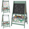 Qaba Art Easel for Kids, 3-in-1 Double-Sided Kids Easel with Chalkboard and Whiteboard, Paper Roll, 2 Storage Bins, Under-Board Shelf, Gift for Boys Girls Ages 3-8, Green