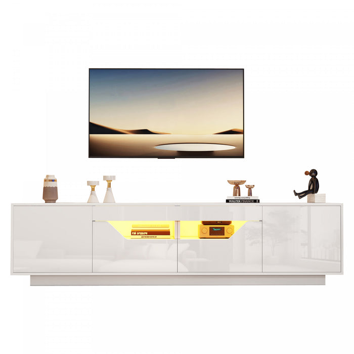 Lucas High-Gloss TV Stand with LED Lighting Storage,White