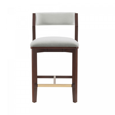 Patricia Modern Wood Upholstered Counter Stool in White Glacier Bar Stool | Tabouret de comptoir moderne Patricia en bois avec revetement en tissu, coloris Glacier blanc