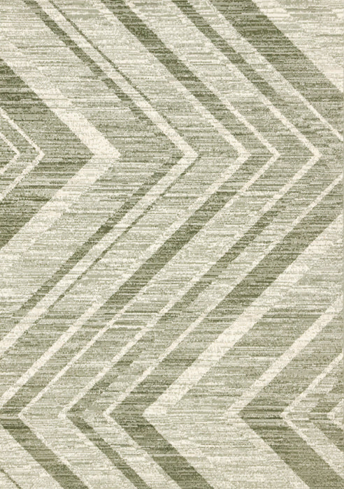 Florence Green White Distressed Chevron Design Rug, 6'7\" x 9'6\" Indoor Area Rug