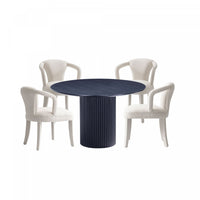 Hathaway and Palmer Modern Industry Chic 5-Piece Dining Set in Silver Lining and Black Dining Room Set 