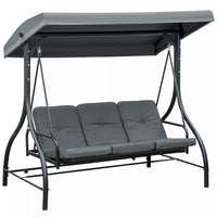 Outsunny 3 Seater Patio Swing Chair Convertible Cushioned Porch Swing Bed Outdoor Swing With Canopy