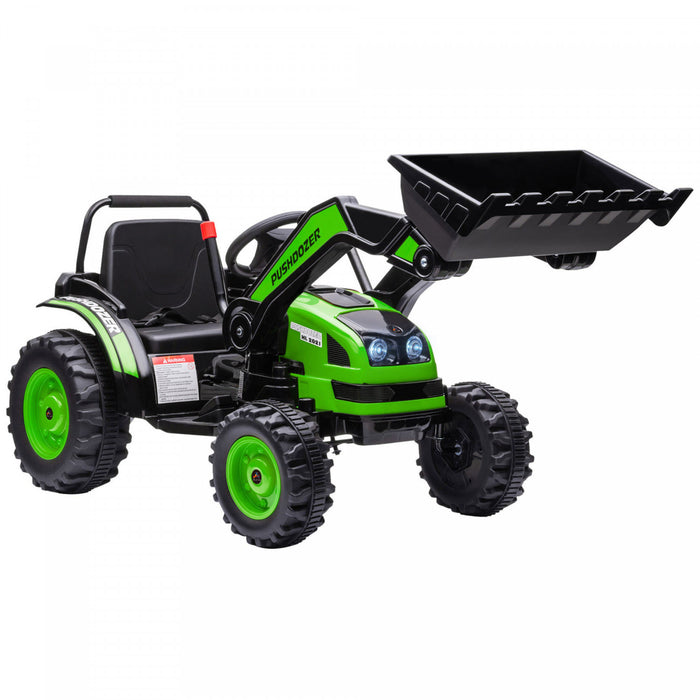 Aosom Kids Digger Powered Ride-On Excavator 6v Battery Powered Construction Tractor Music Headlight Moving Forward Backward Gear For 3-5 Years Old Green