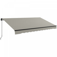 Outsunny 12' X 10' Retractable Awning, Patio Awning Sunshade Shelter With Manual Crank Handle, 280gs