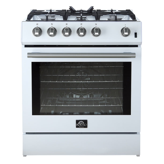 Forno Leonardo Espresso 30\" White Gas Range, 5 cu.ft Convection Oven-FFSGS1116-30WHT