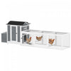 PawHut 118\"L Chicken Coop, Large Wooden Hen House with Run, Pull-Out Tray, Waterproof Roof, Nesting Box, Swing, Roosting Bars, Outdoor Chicken House for 3-4 Hens, Light Grey