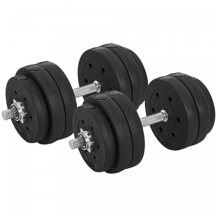 Soozier 2 x 33 lbs Adjustable Dumbbells Weight Set for Body Fitness, Black