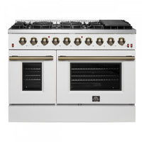 Forno Galiano 48-inch Gas Range White, 6.58 cu.ft. Double Ovens - FFSGS6244-48WHT 