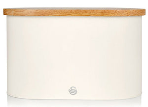 Salton Swan Nordic Bread Bin with Cutting Board - White