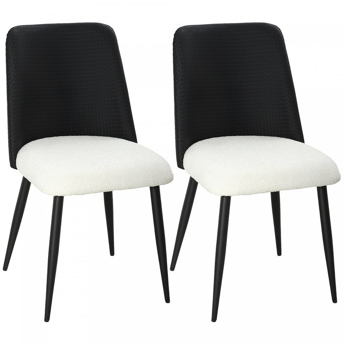 HOMCOM Dining Chairs Set of 2 Upholstered for Dining Room, Kitchen, Black