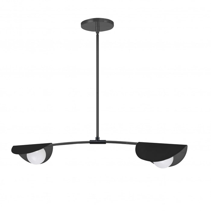 Dainolite Emma 2 Light Horizontal Pendant Matte Black Finish White Glass Lamp