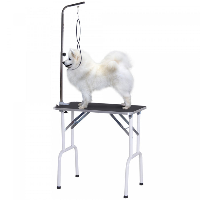 Pawhut 32in Foldable Dog Grooming Table For Small Dogs, Pet Grooming Table For Dogs Cats With Adjustable Arm, Non-slip Surface, Black