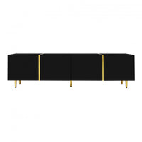 Frances Modern Tv Stand With 4 Doors,high-gloss Black Tv Stand 